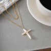 ELENYS Pearl Cross  pozlacený náhrdelník 18K žluté zlato