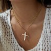 ELENYS Pearl Cross  pozlacený náhrdelník 18K žluté zlato