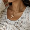ELENYS Pearl Cross  pozlacený náhrdelník 18K žluté zlato