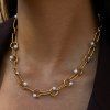 ELENYS Pearl Link  pozlacený náhrdelník 18K žluté zlato