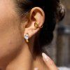 ELENYS Velvet Heart  pozlacené náušnice 18K žluté zlato