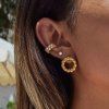 ELENYS Crystal Glow  pozlacené náušnice 18K žluté zlato