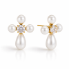 ELENYS Pearl Fleur  pozlacené náušnice 18K žluté zlato