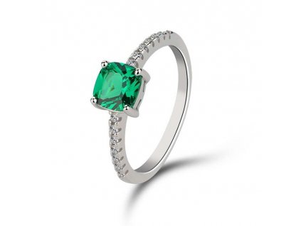 Emporial stříbrný rhodiovaný prsten Smaragdový kámen MA-SOR565-GREEN-SILVER (Velikost 10 (EU: 61-63))