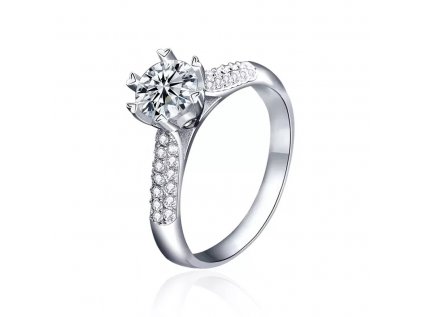 Royal Fashion stříbrný rhodiovaný prsten s drahokamem moissanitem HA-XJZ014-SILVER-MOISSANITE-ZIRCON (Velikost 5 (EU: 49-50))