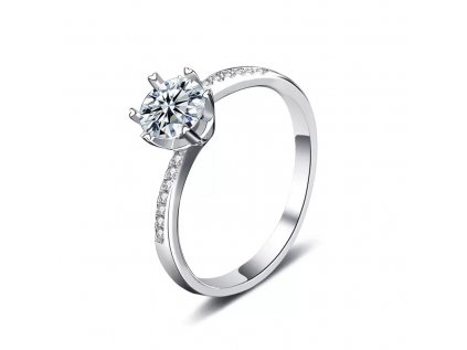 Royal Fashion stříbrný rhodiovaný prsten s drahokamem moissanitem HA-XJZ022-SILVER-MOISSANITE-ZIRCON (Velikost 5 (EU: 49-50))