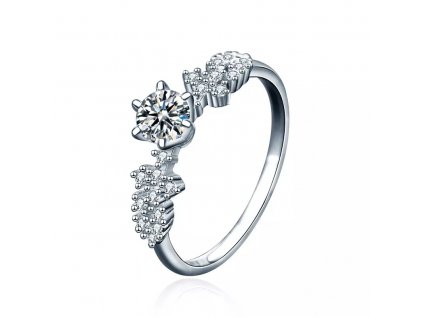 Royal Fashion stříbrný rhodiovaný prsten s drahokamem moissanitem HA-XJZ046-SILVER-MOISSANITE-ZIRCON (Velikost 5 (EU: 49-50))