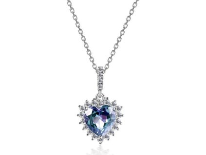 183610 5 royal fashion stribrny nahrdelnik pozlaceny 18k bilym zlatem srdce alexandrit dgps0038 wg