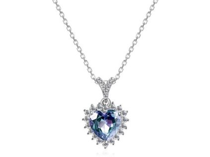 183637 6 royal fashion stribrny nahrdelnik pozlaceny 18k bilym zlatem srdce alexandrit dgps0056 wg