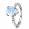 Emporial stříbrný Měsíční prsten Kapka s drahokamy bílými topazy GU-DR23096R-SILVER-MOONSTONE-TOPAZ (Velikost 10 (EU: 61-63))