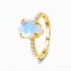 Royal Fashion prsten Bohyně 14k žluté zlato Vermeil s drahokamem Moonstonem a drahokamy topazy GU-DR8346R-YELLOWGOLD-MOONSTONE-TOPAZ (Velikost 10 (EU: 61-63))