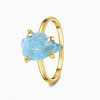 Royal Fashion prsten Raw 14k žluté zlato Vermeil s drahokamem akvamarínem GU-DR15849R-YELLOWGOLD-AQUAMARINE (Velikost 10 (EU: 61-63))