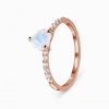 Royal Fashion prsten Srdce 14k růžové zlato Vermeil s drahokamem Moonstonem a drahokamy topazy GU-DR23089R-ROSEGOLD-MOONSTONE-TOPAZ (Velikost 10 (EU: 61-63))