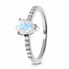 Royal Fashion stříbrný prsten Decentní kapka s drahokamy bílými topazy a moonstonem GU-WR-334-SILVER-MOONSTONE-TOPAZ (Velikost 10 (EU: 61-63))