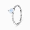 Royal Fashion stříbrný rhodiovaný prsten Srdce s drahokamem Moonstonem a drahokamy topazy GU-DR23089R-SILVER-MOONSTONE-TOPAZ (Velikost 10 (EU: 61-63))