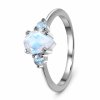 Emporial stříbrný prsten Decentní kapka s drahokamem Moonstonem a drahokamy modrými topazy GU-DR9238R-SILVER-MOONSTONE-BLUETOPAZ (Velikost 10 (EU: 61-63))