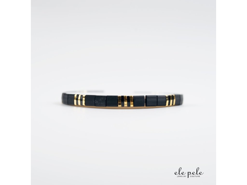 EP produktovka naramek FUNNY SPRING black mat gold V2