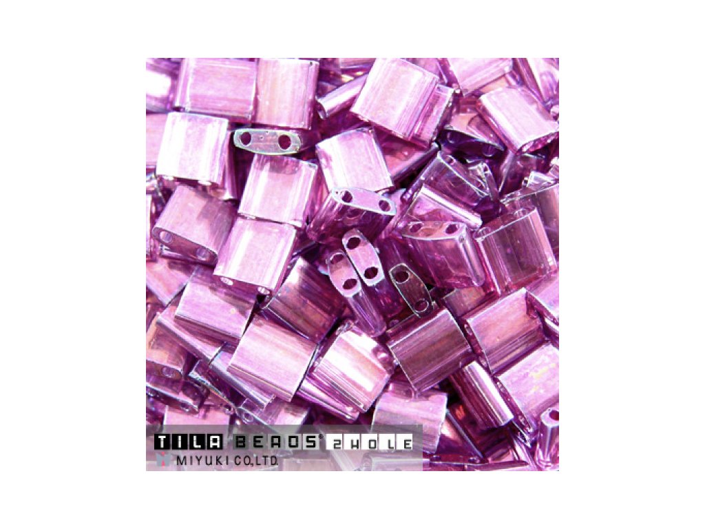 ccTLH1898 - Miyuki HALF Tila Beads Purple Gray Rainbow Luster 5x2.5mm (35  beads)