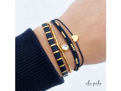 Ele pele set black gold zircon ruka