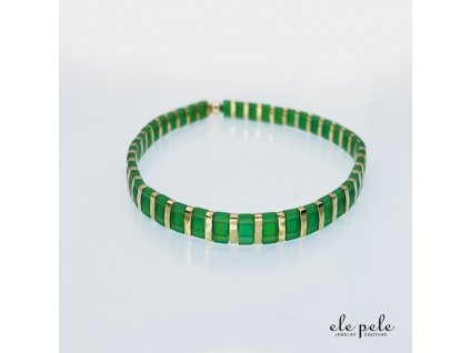 Miyuki/Tila bracelet Rainbow snake - green