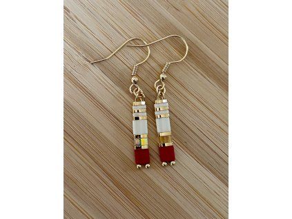 Miyuki Autumn Red Earrings