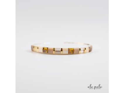 Miyuki elastic bracelet - Funny spring beige gold