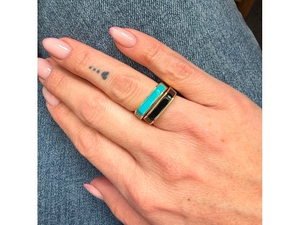 EP prsten gold line black V1