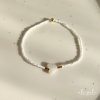 Delica heart white elastic band bracelet