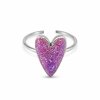 EP prsten heart silver purple glitter V3