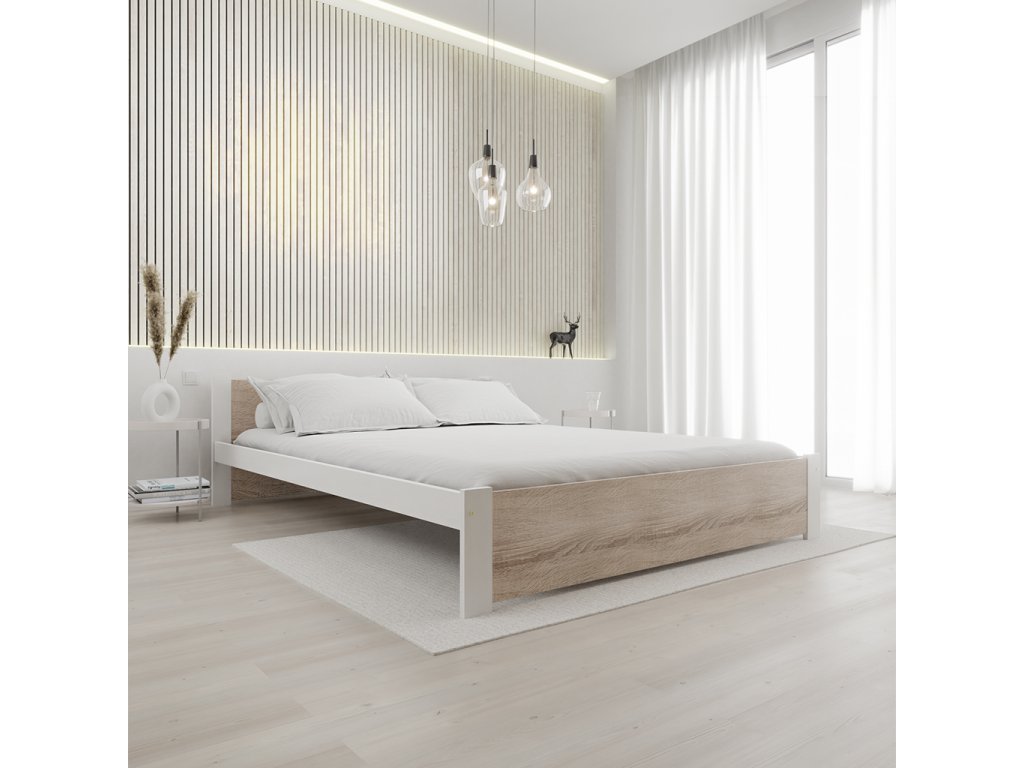 IKAROS ágy 180x200 cm, fehér/sonoma tölgy | Elerheto otthon