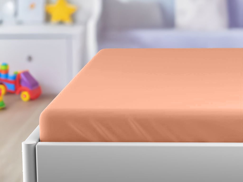 Jersey gyerek lepedő kiságyba barack 70x140 cm