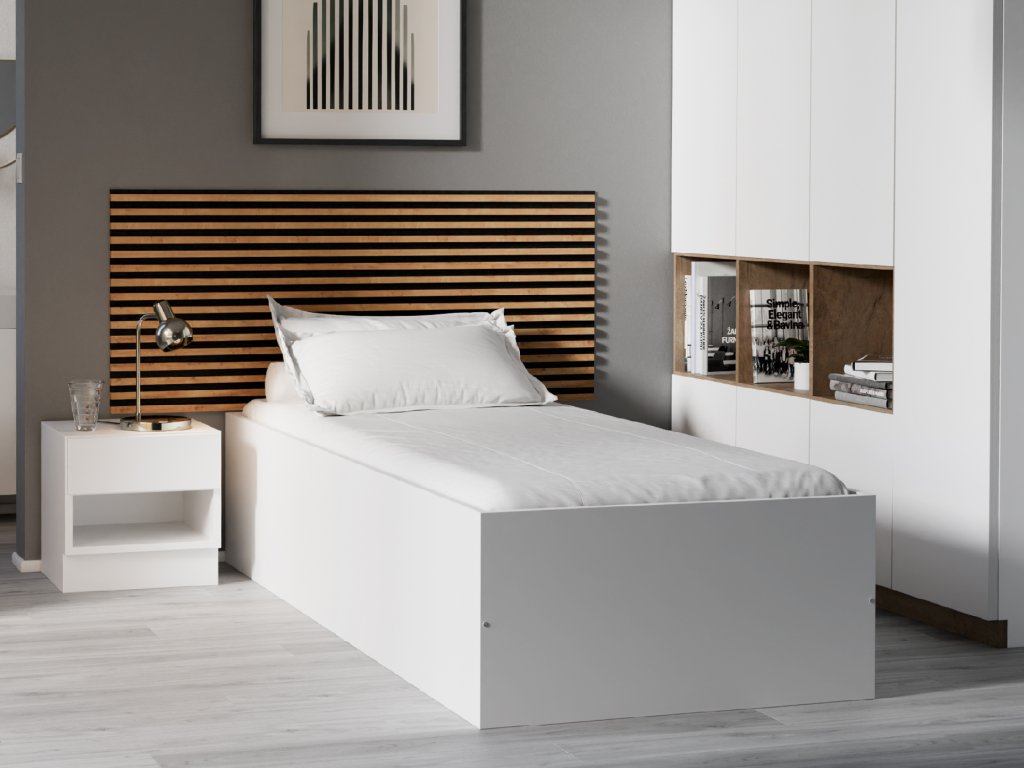 BELLA ágy 90x200 cm, fehér Ágyrács: Lamellás ágyrács, Matrac: Deluxe 10 cm matrac