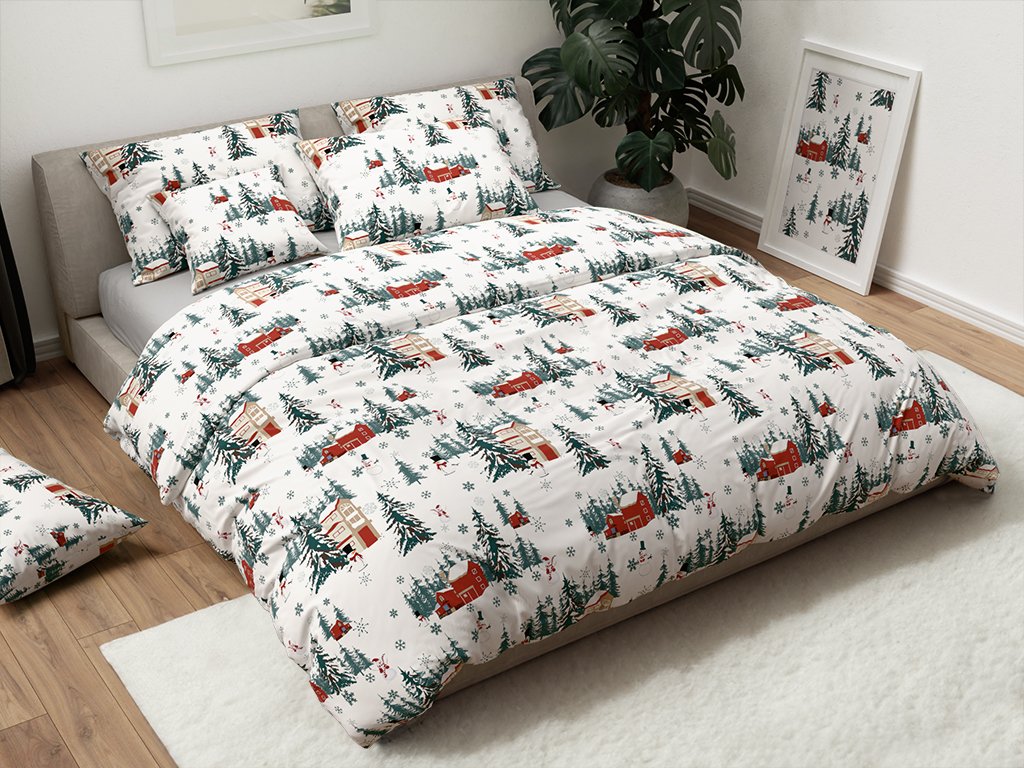 SNOWY HOUSES fehér pamut ágyneműhuzat