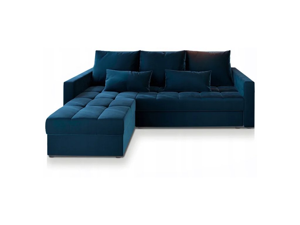 Tmavě modrá rozkládací rohová pohovka ZENOVA 220 x 140 cm