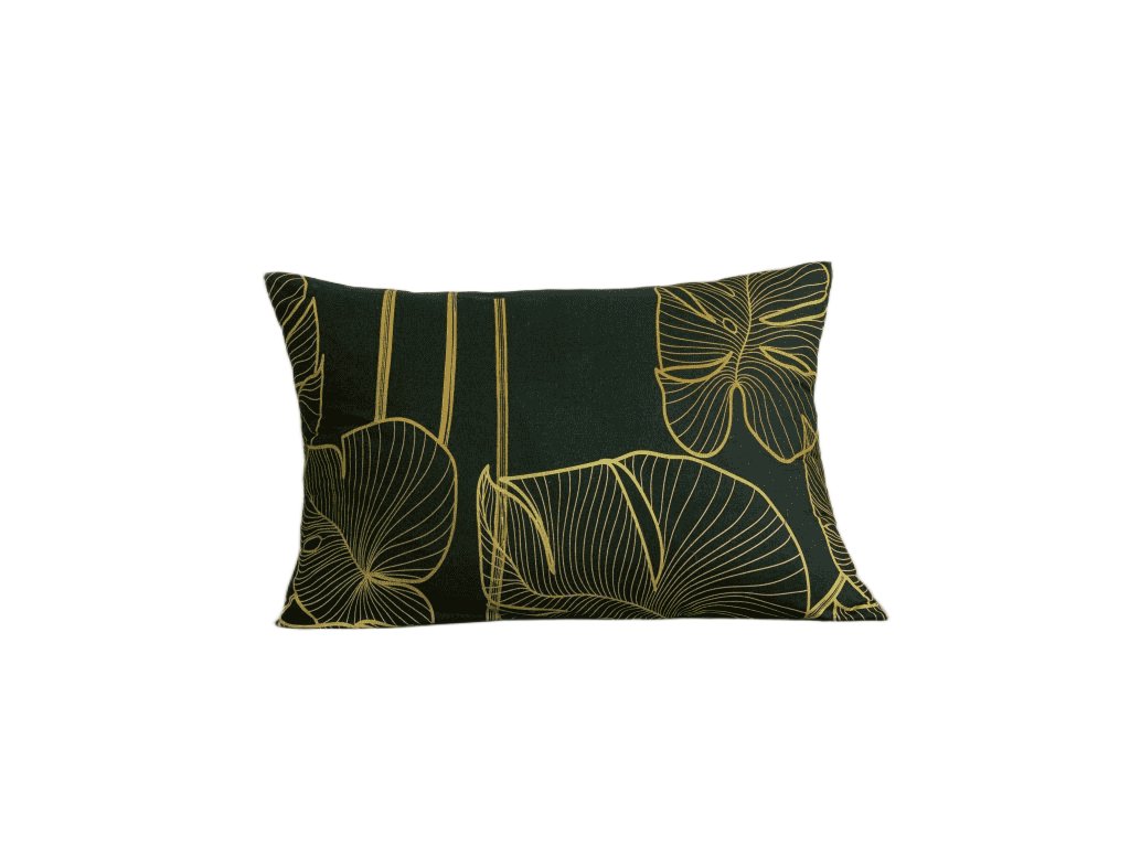 Elegantní povlak VENECIA 50x70 cm tmavě zelený s listovým vzorem