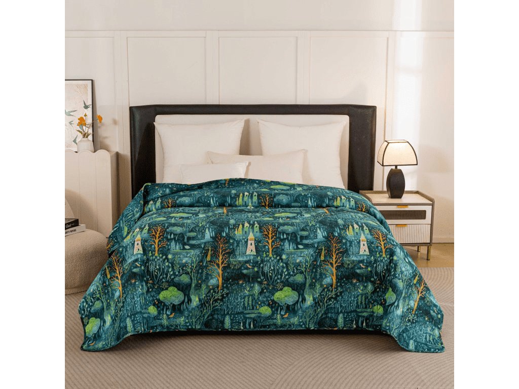 Barevný přehoz na postel COLORFULBarevný přehoz na postel NEON FOREST s lesním motivem