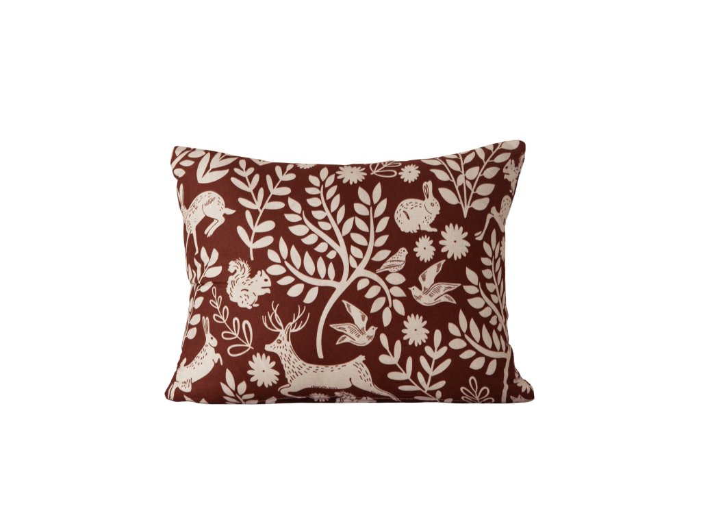 Povlak na polštář z mikrovlákna FOREST ANIMALS hnědý 40x50 cm se zvířátky