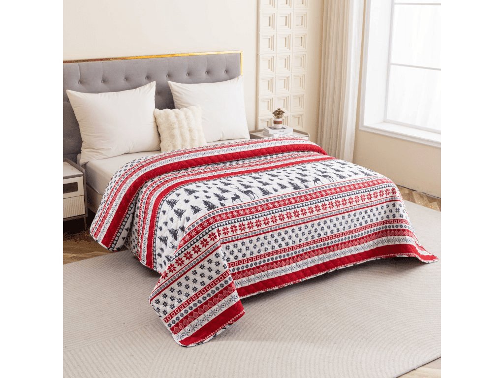 Přehoz na postel TWINKLE CHRISTMAS – barevný vánoční design