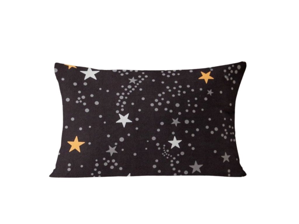 Flanelový povlak STELLAR 50x70 cm tmavě šedý s hvězdným motivem