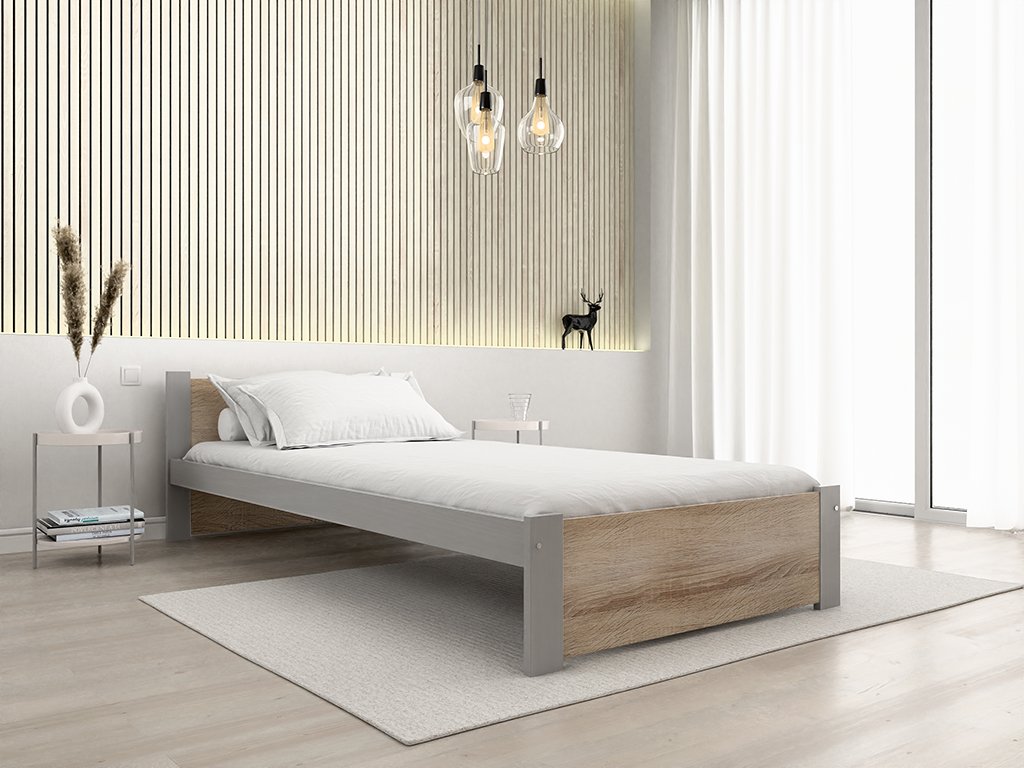 Ágy IKAROS 90 x 200 cm, sonoma tölgy/szürke