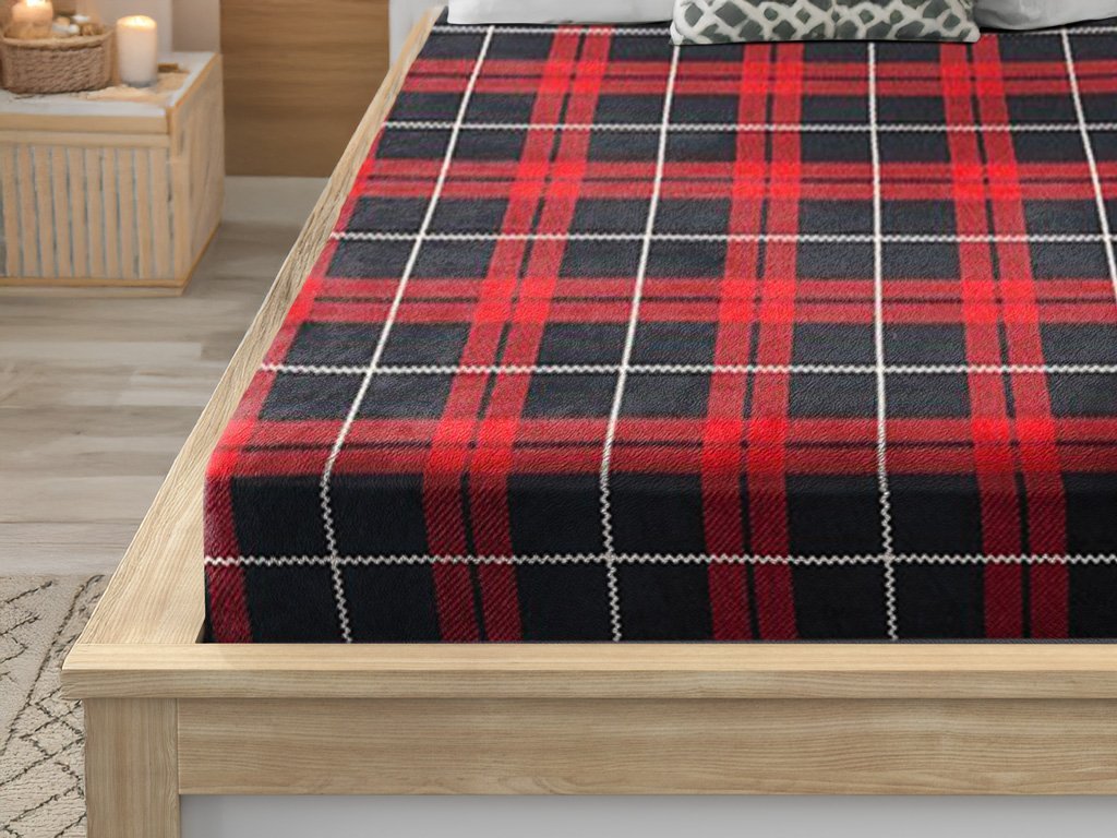 Hřejivé prostěradlo mikroplyš ALBURY červené 200x200 cm