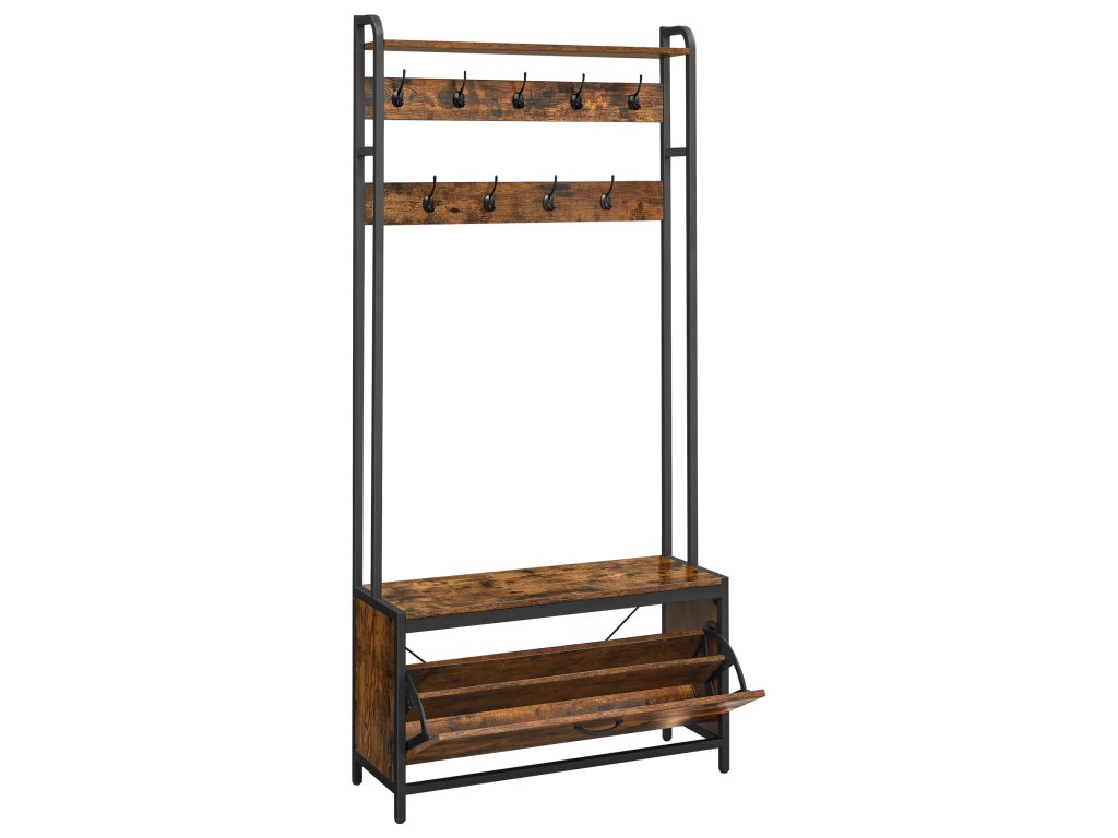 Předsíňová stěna TAYLOR 180x85 cm rustikálně hnědá s botníkem