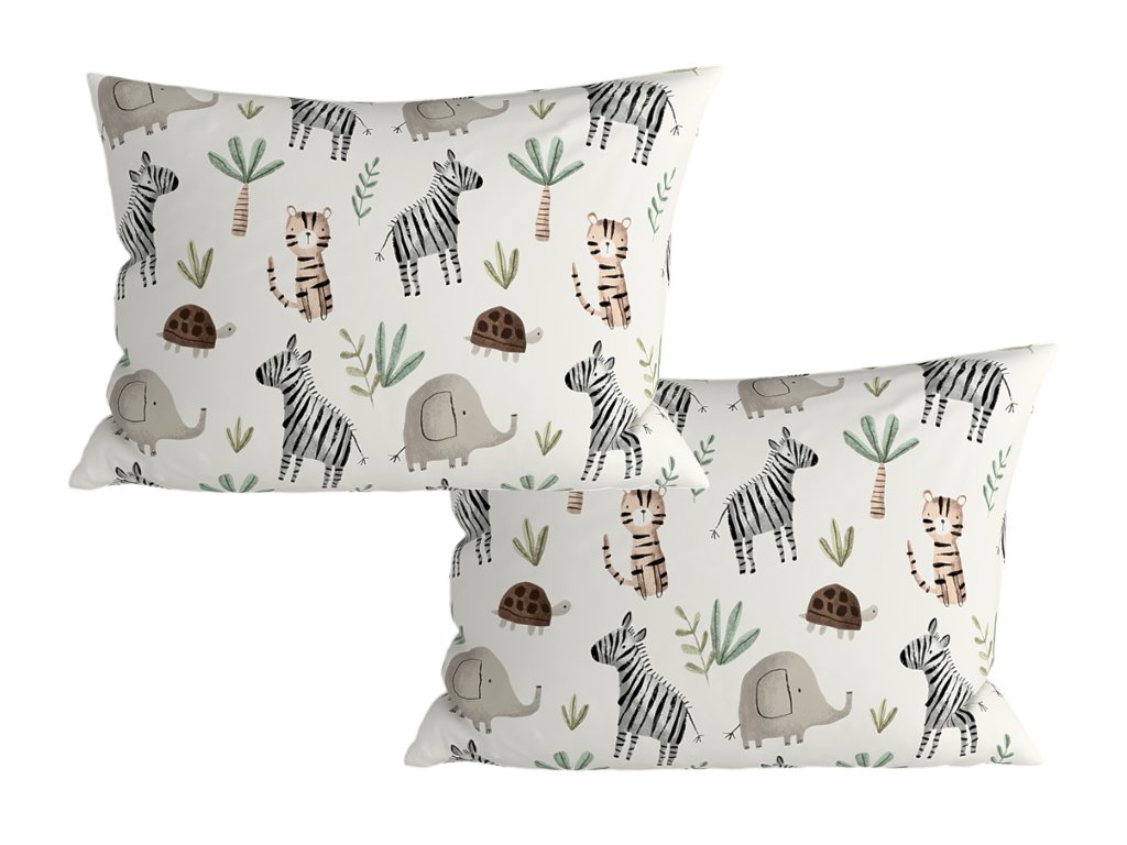 Povlaky JUNGARI 40x60 cm krémové se zvířátky z džungle