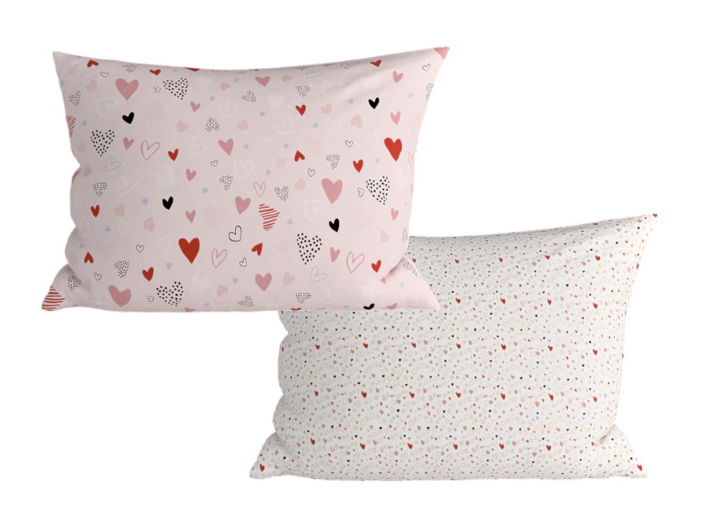 Růžové povlaky LOVITA 40x60 cm s romantickým motivem srdcí