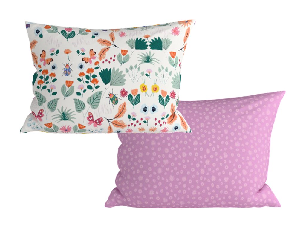 Květinové povlaky LUNETTA 40x60 cm růžové s veselým vzorem