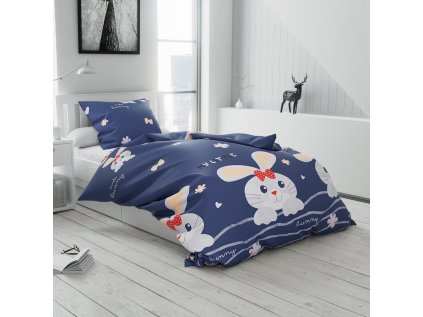 44391 detske povleceni cute bunny tmave sede