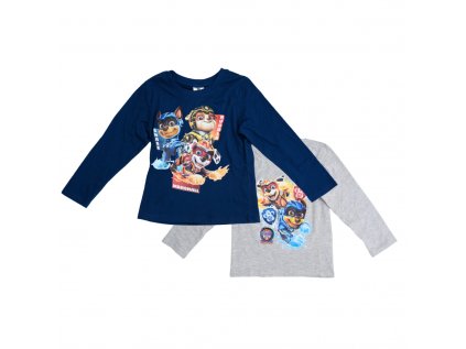 Dětské tričko s dlouhým rukávem 2 ks TLAPKOVÁ PATROLA modré/šedé - různé velikosti (Méret 110 - 116)