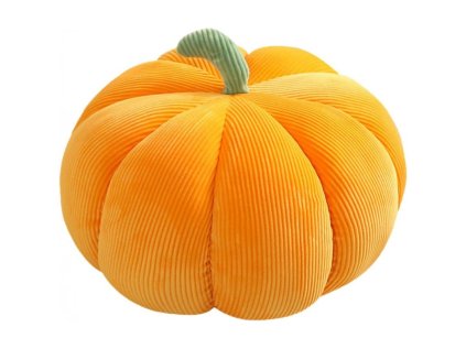 Dekorační polštář ve tvaru dýně PUMPKIN 18 cm, oranžový s podzimním designem