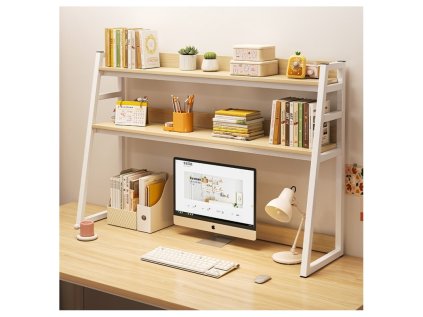 Multifunkční 3patrová police VERTEX bílá/dub pro organizaci pracovního prostoru