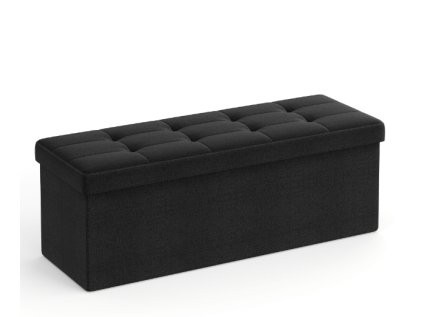 Černý taburet s úložným prostorem OTTOMAN 76x38 cm – stylový a praktický doplněk do moderního interiéru.